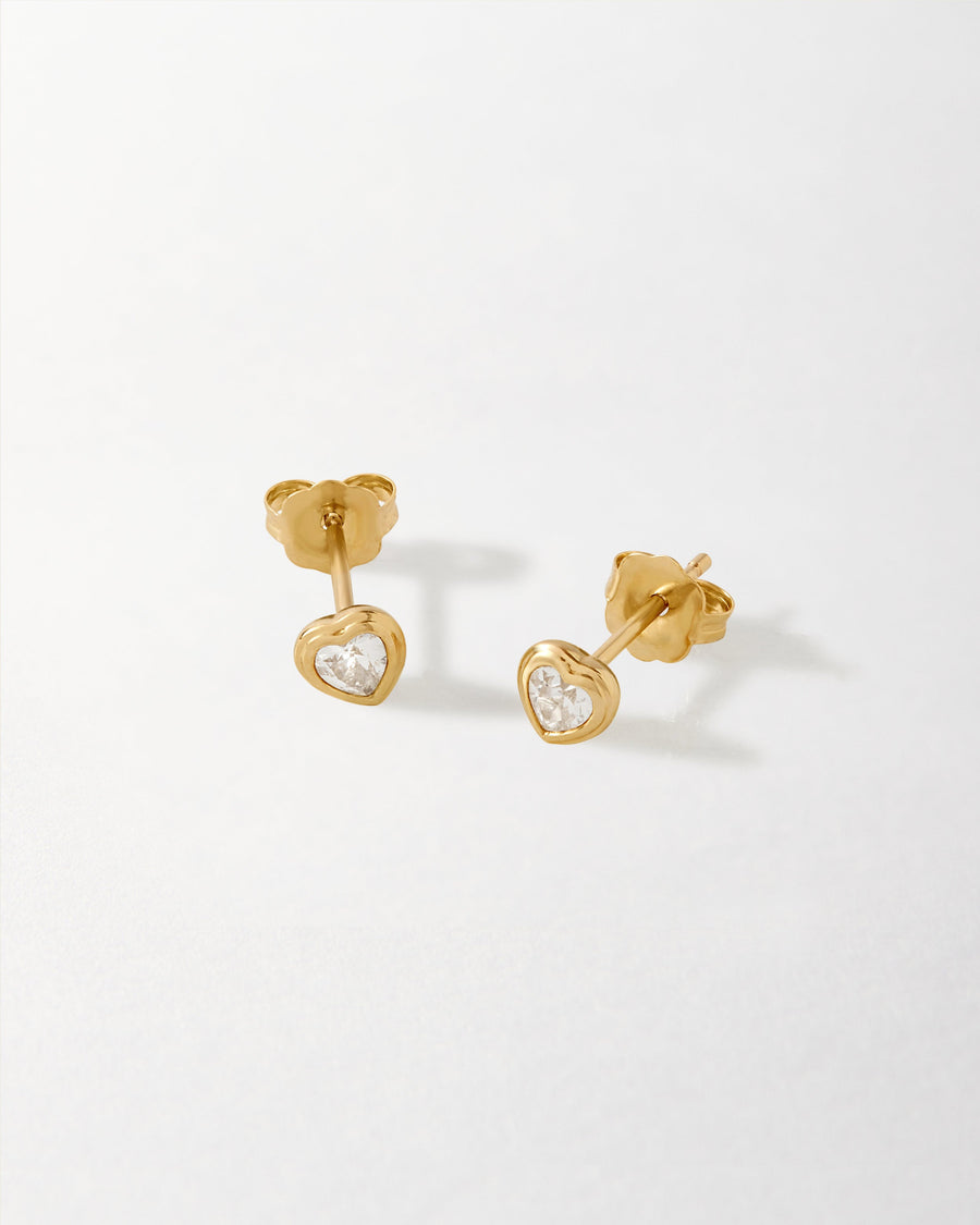 Heart White Sapphire Stud Earrings