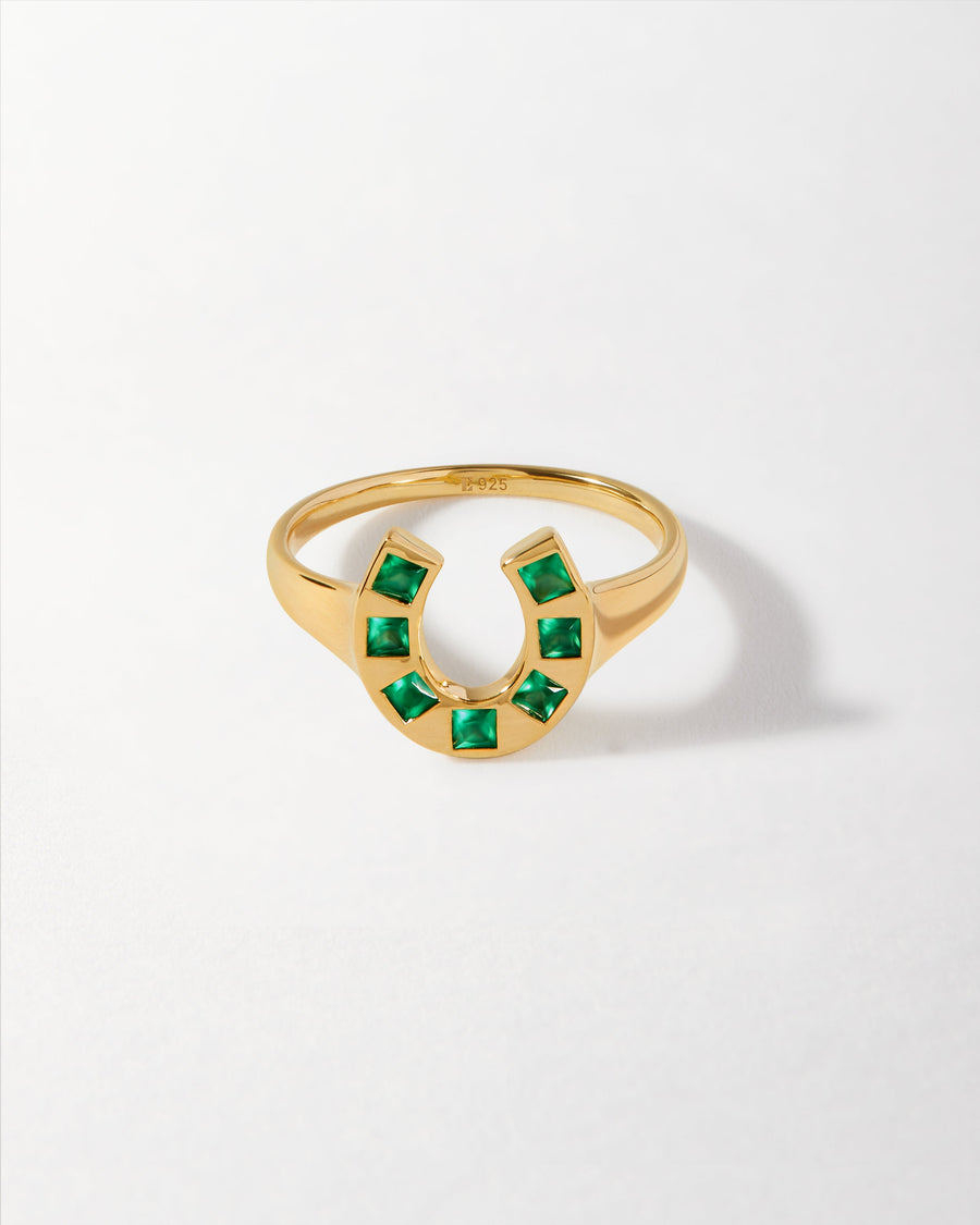 Horse Shoe Green Onyx Ring