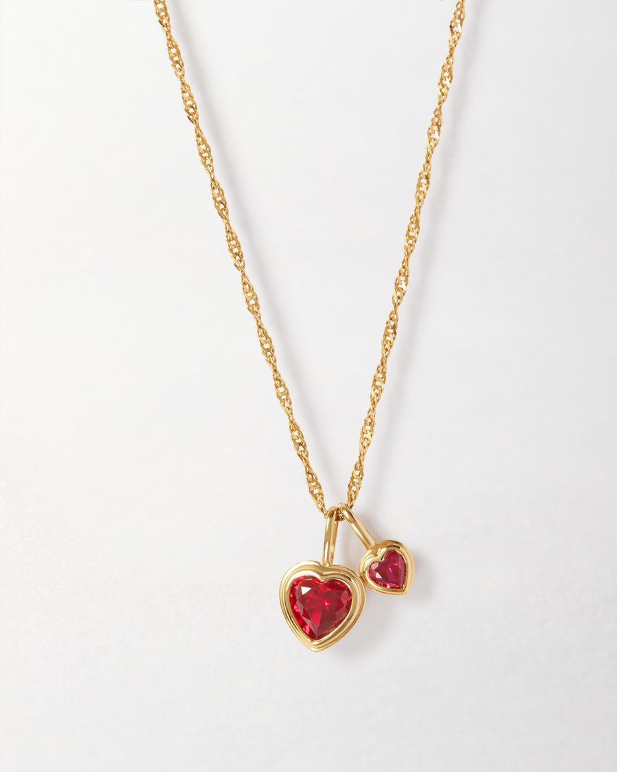 Heart Set Necklaces - Ruby