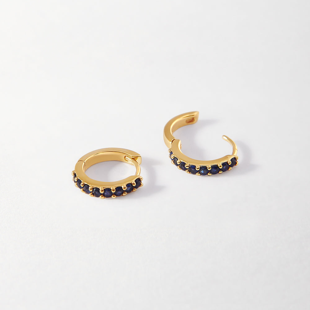 Blue Sapphire Pavé Huggie Earrings