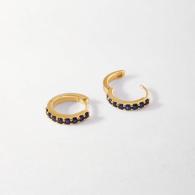 Blue Sapphire Pavé Huggie Earrings