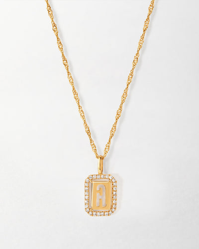 Diamond Outline Initial Necklace