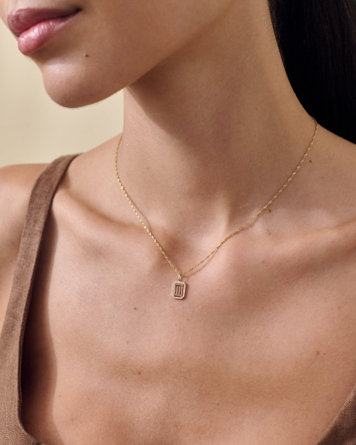 Diamond Outline Initial Necklace