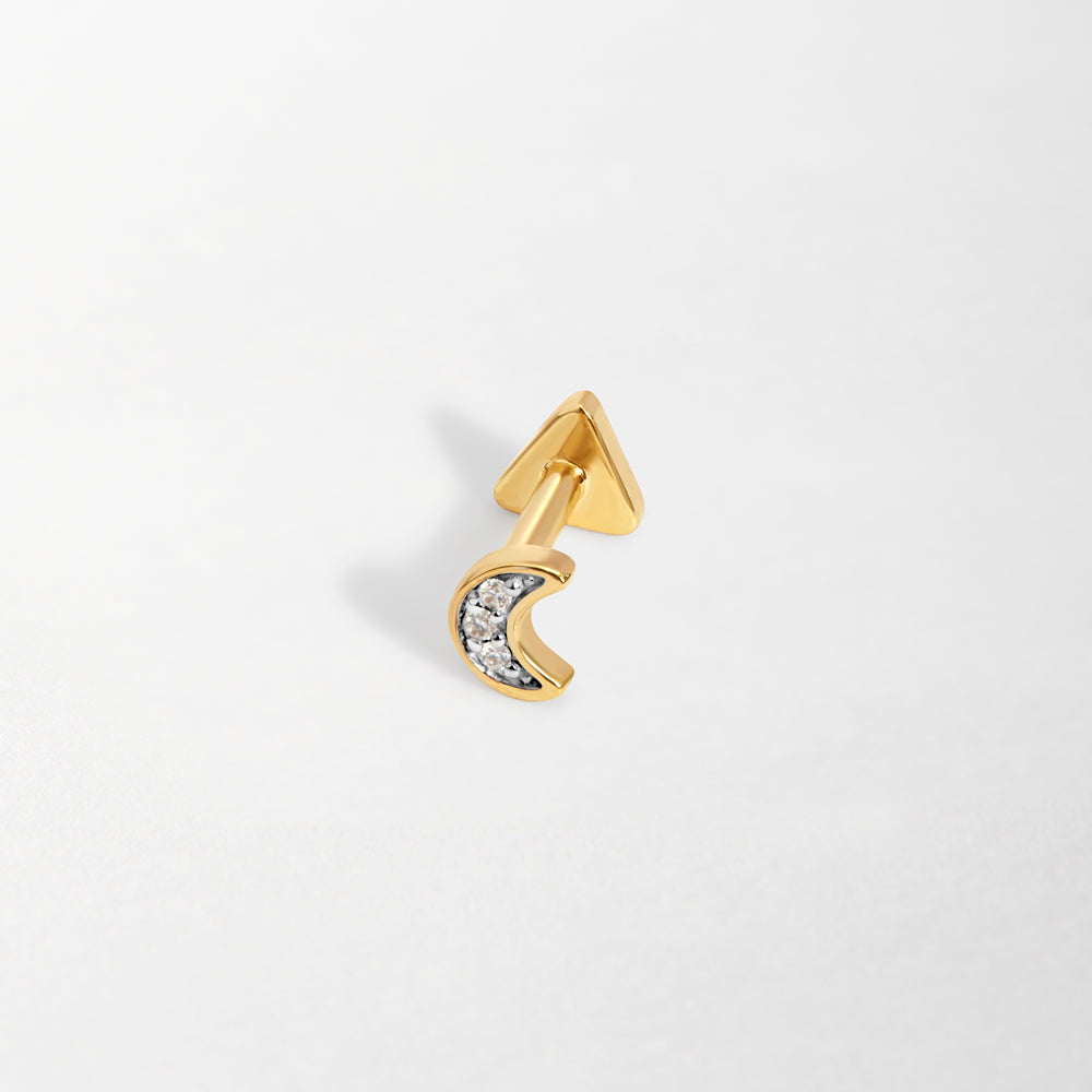 Moon Diamond Piercing Earring