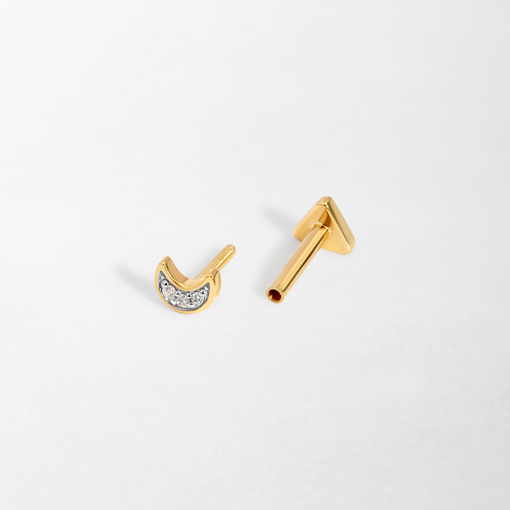 Moon Diamond Piercing Earring