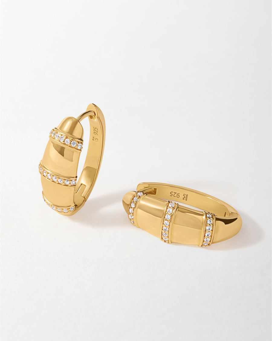 Charlotte Collins Dome Triple Pavé Hoop Earrings