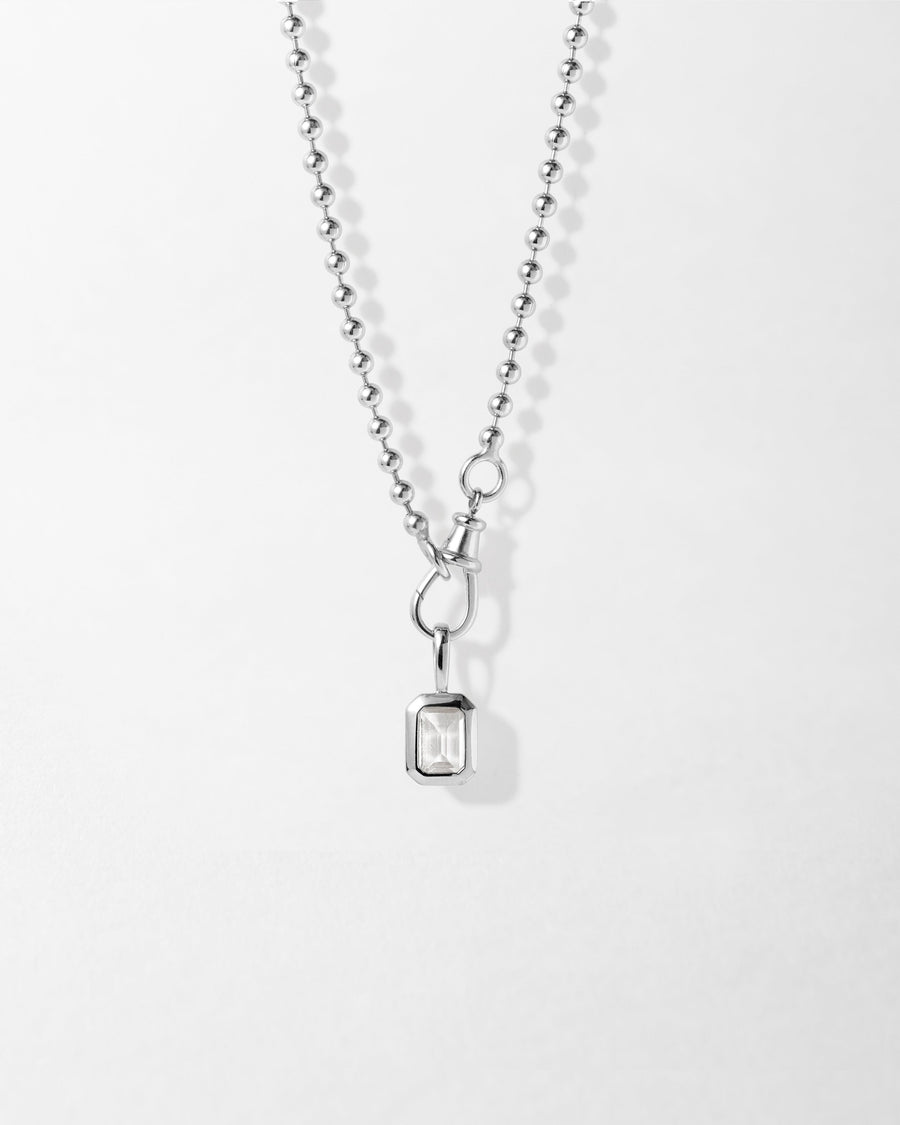 Deco White Topaz Globe Necklace