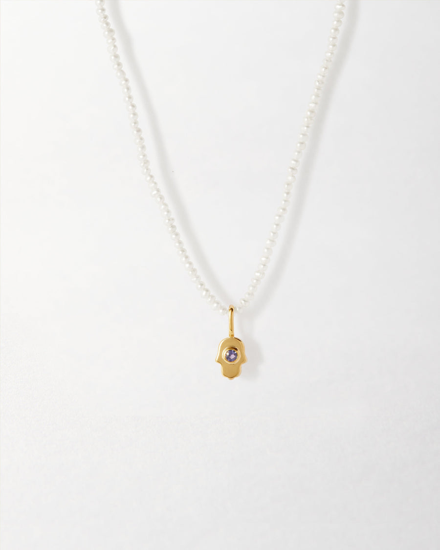 Mini Hamsa Pearl Necklace