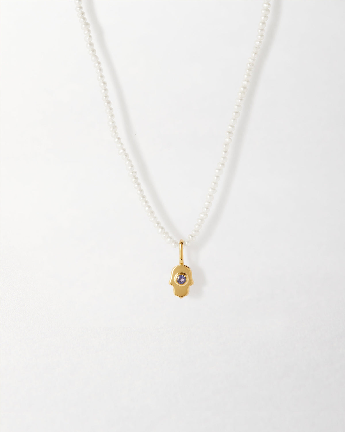 Mini Hamsa Pearl Necklace