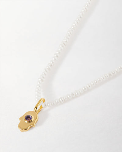 Mini Hamsa Pearl Necklace