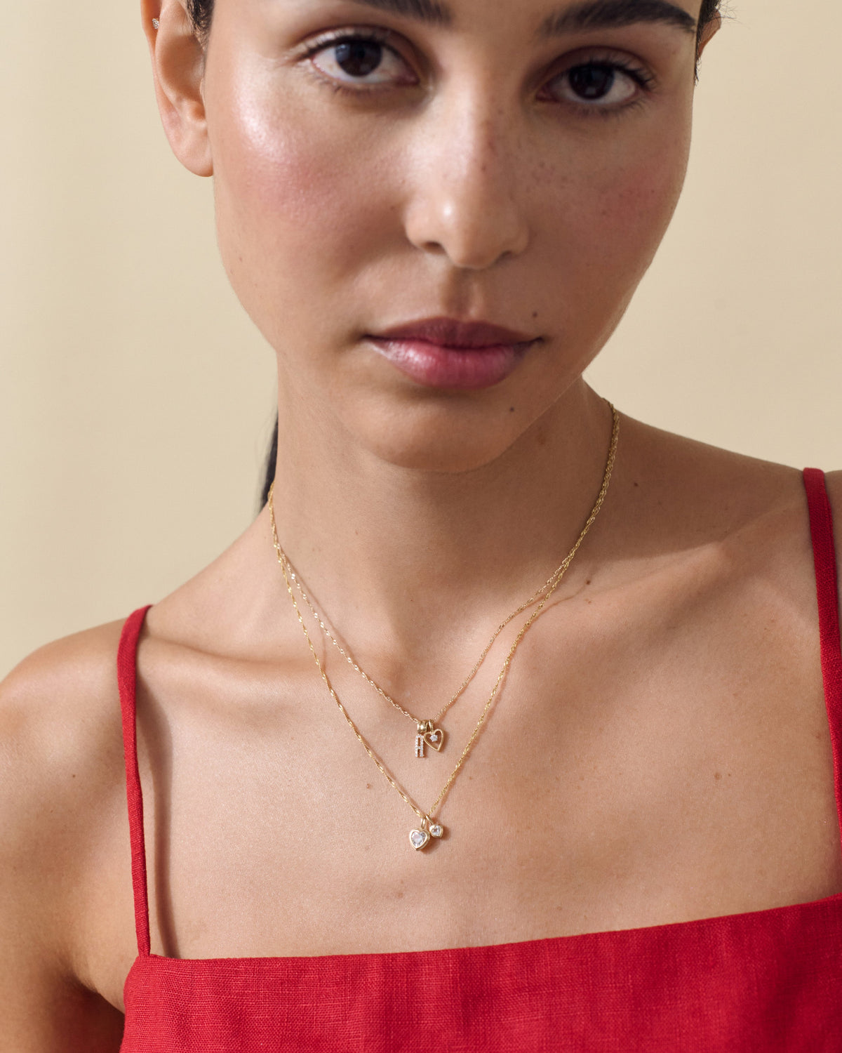 Heart Set Necklaces - White Sapphire