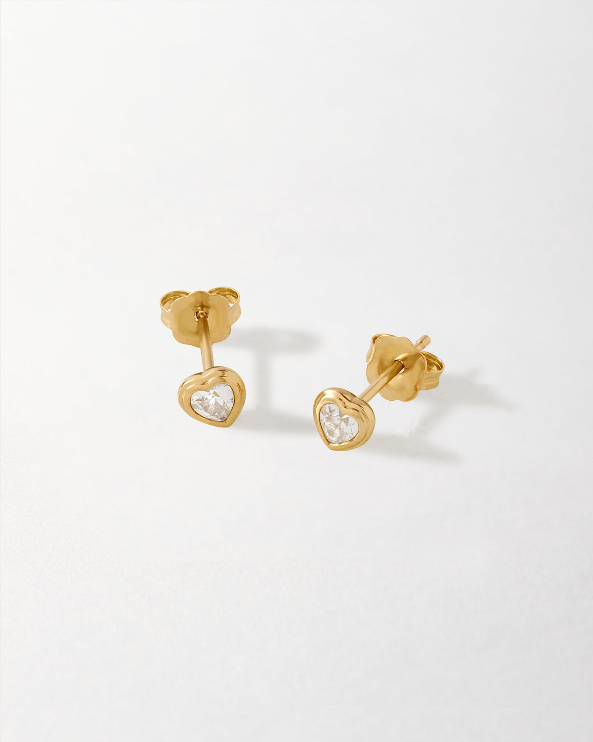 Heart White Sapphire Stud Earrings