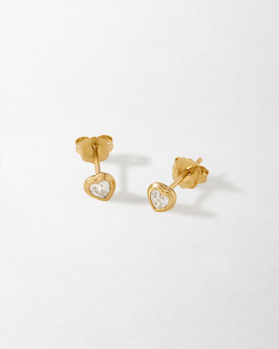 Heart White Sapphire Stud Earrings