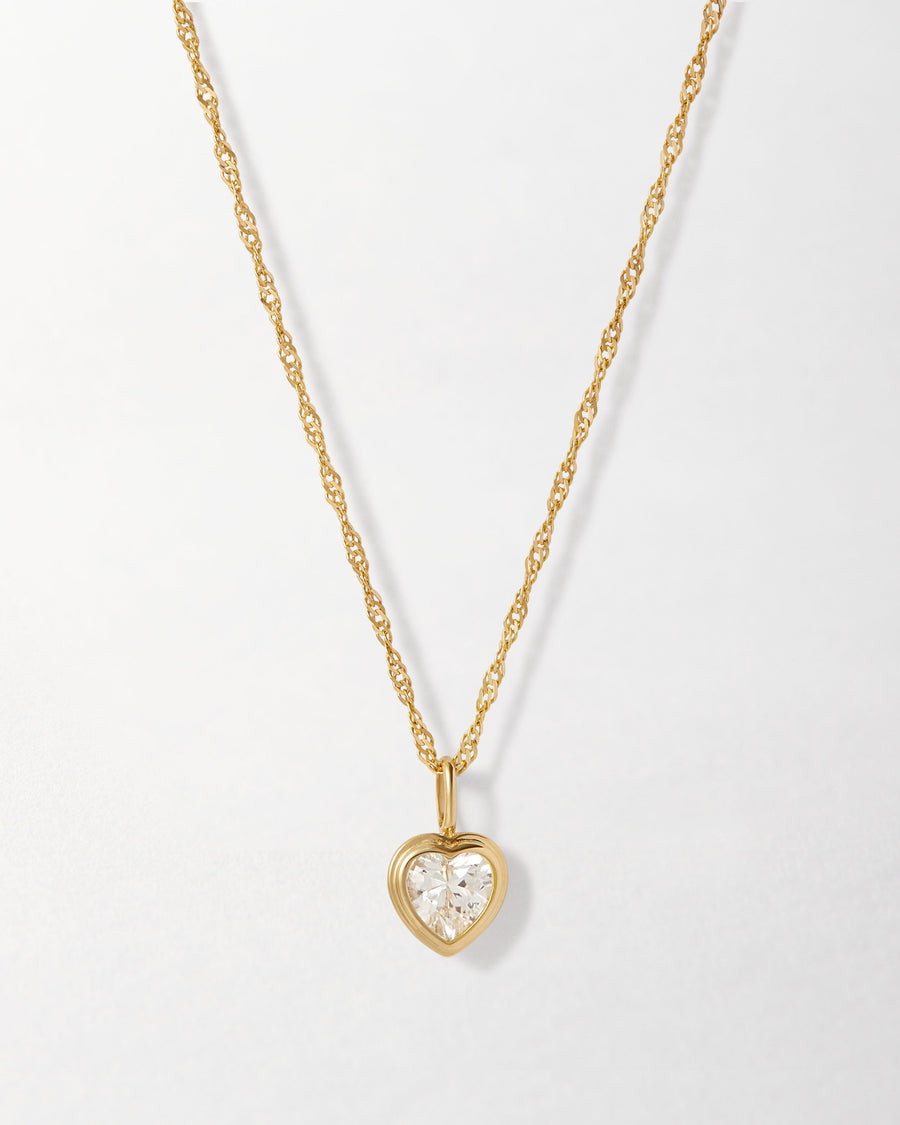 Large Heart White Sapphire Necklace