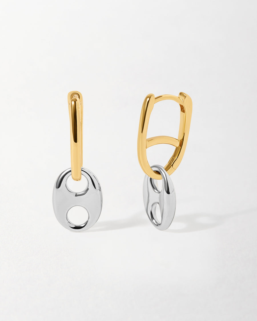 Mariner Mixed Metal Link Hoop Earrings