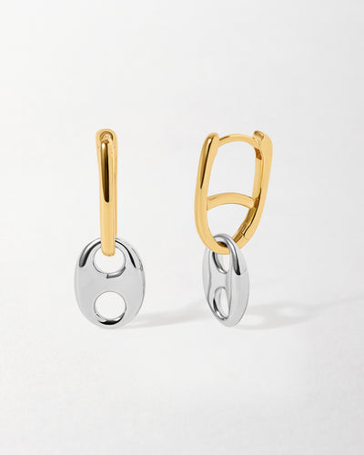 Mariner Mixed Metal Link Hoop Earrings