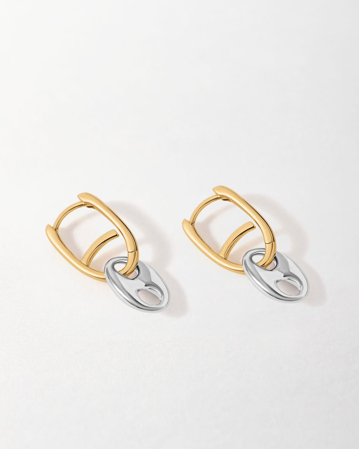 Mariner Mixed Metal Link Hoop Earrings
