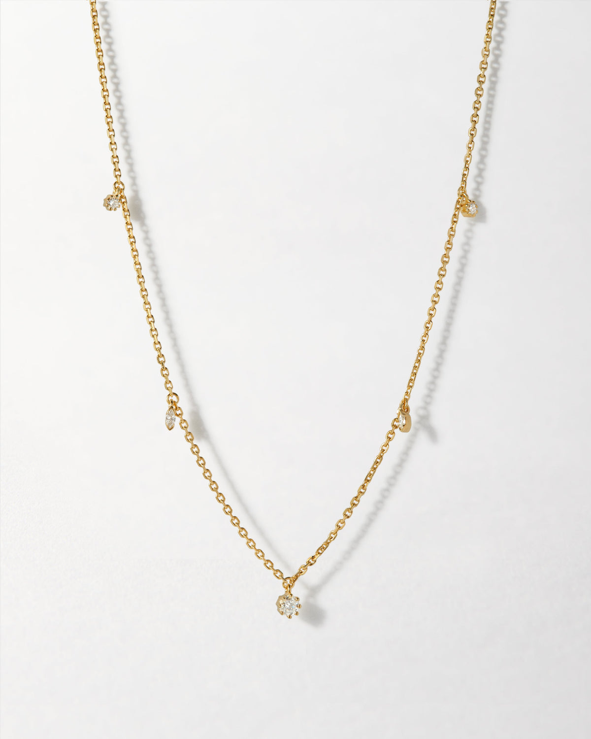 Marquise Solitaire Station Diamond Necklace