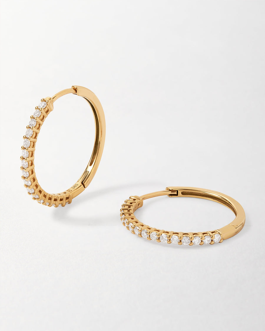 Large Diamond Halo Hoop Earrings