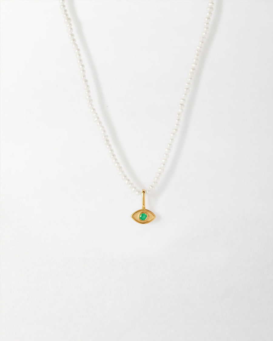 Mini Evil Eye Pearl Necklace