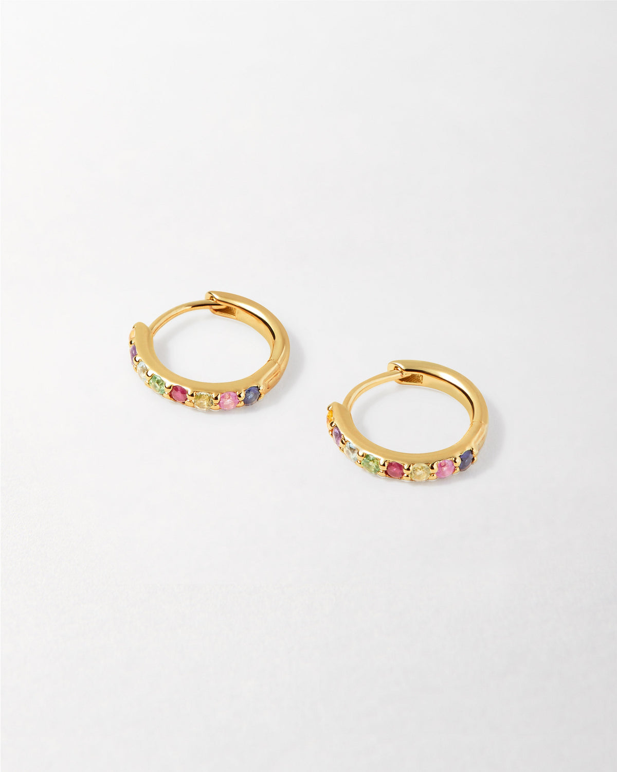 Rainbow Sapphire Huggie Earrings