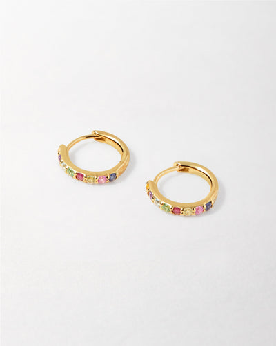 Rainbow Sapphire Huggie Earrings