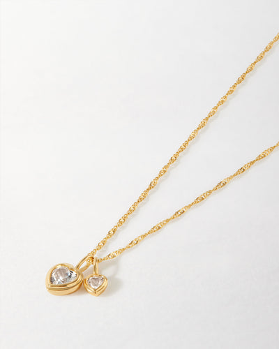 Heart Set Necklaces - White Sapphire