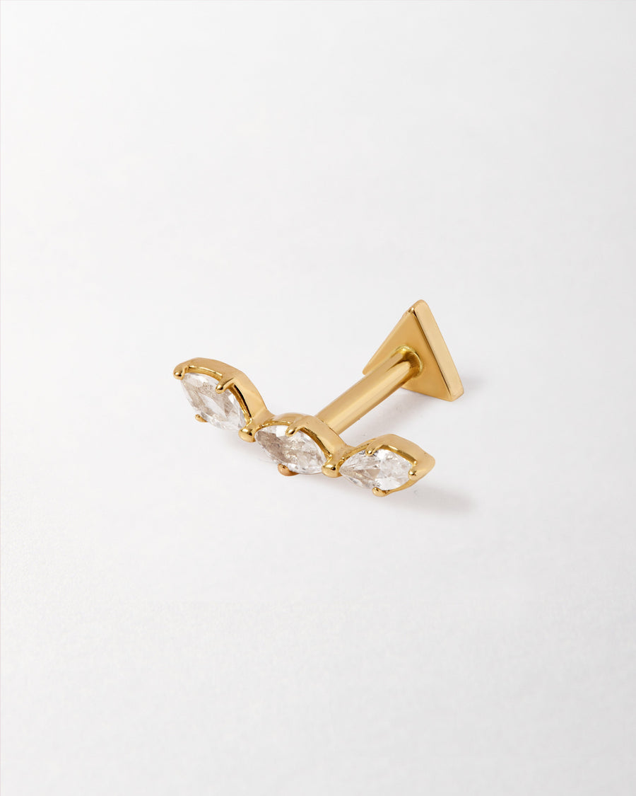 Trio Lab-Grown White Sapphire Piercing Earring