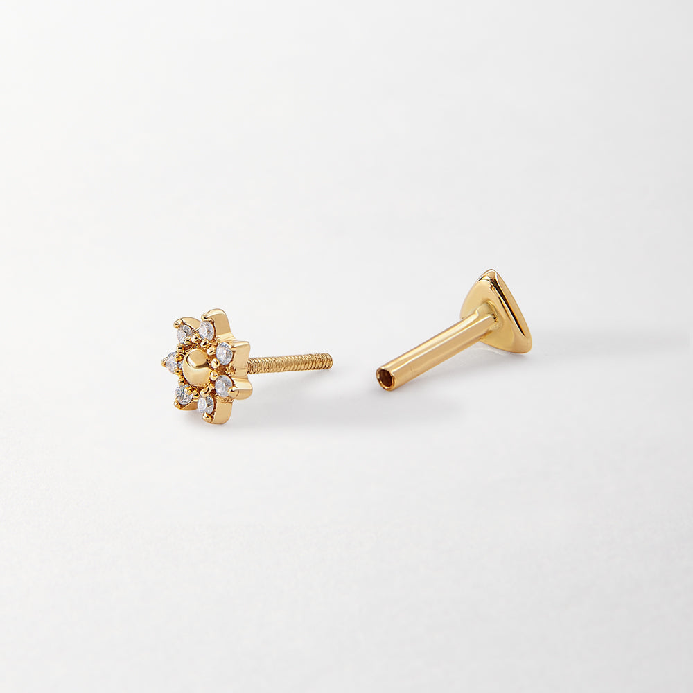 Flower Diamond Piercing Earring