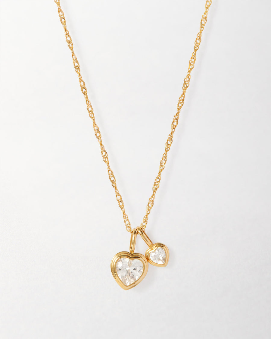 Heart Set Necklaces - White Sapphire